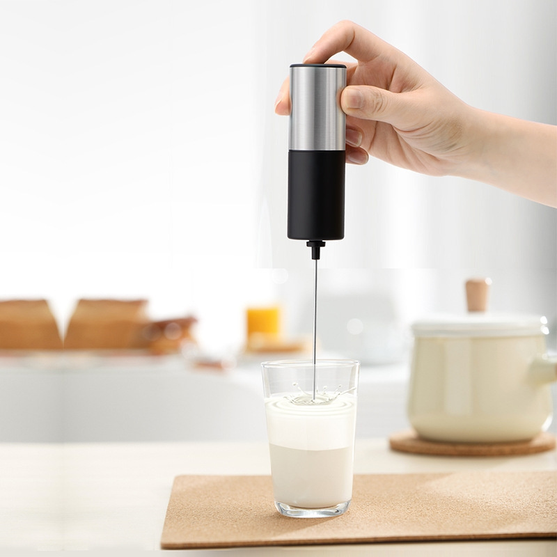 Milk Frother USB Rechargeable Handheld Electric Milk Frother Novelty Coffee Tea Tools for Shops Includes Egg Beater Grinder