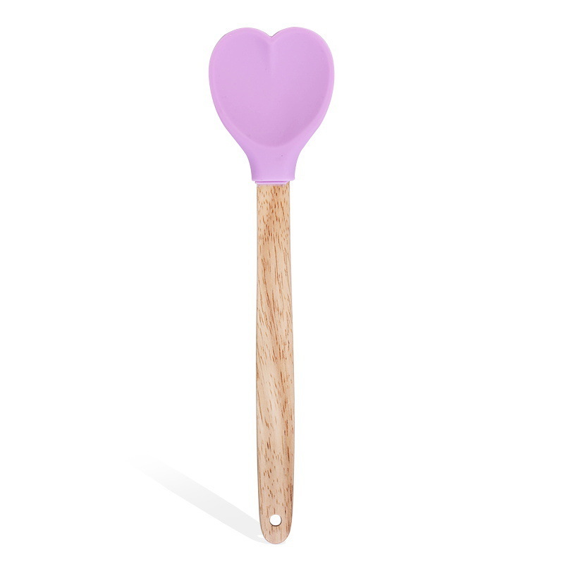 Heart Shaped Silicone Spatula With Wooden Handle For Baking Stirring Pastry Kitchen Utensil