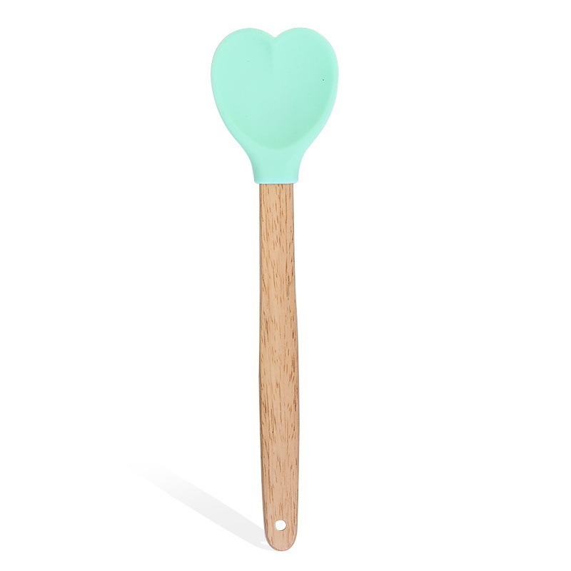 Heart Shaped Silicone Spatula With Wooden Handle For Baking Stirring Pastry Kitchen Utensil