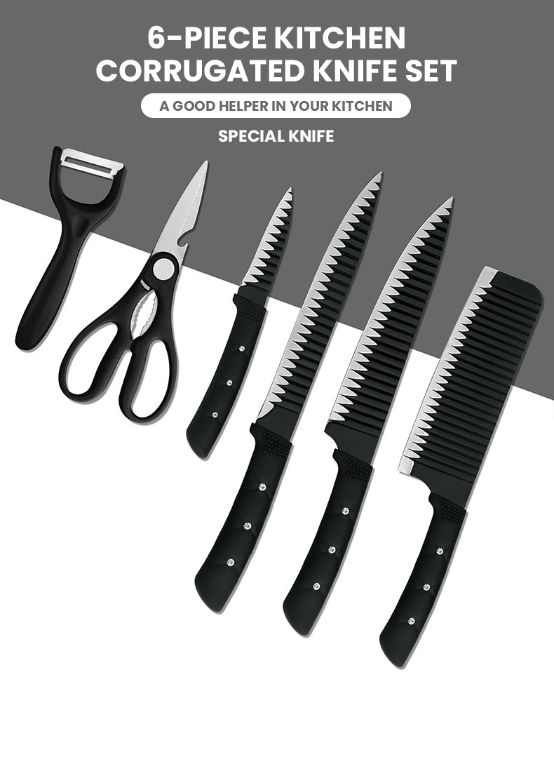 6pcs Stainless Steel Cutting Kitchen Steak Knives Set Super Sharp Chef Knife Set Tools