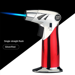 New spray gun lighter metal gram inflatable direct impact blue flame wind proof cigar lighter