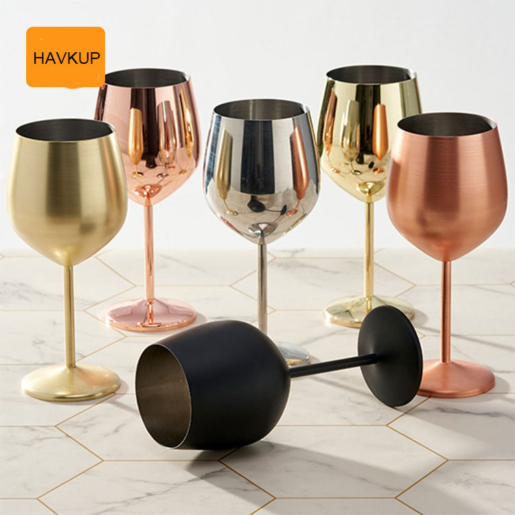 Drinkware Sliver Golden Luxury Unbreakable Wine Goblet 500ml Copper Plated Metal Stainless Steel Cups with custom logo