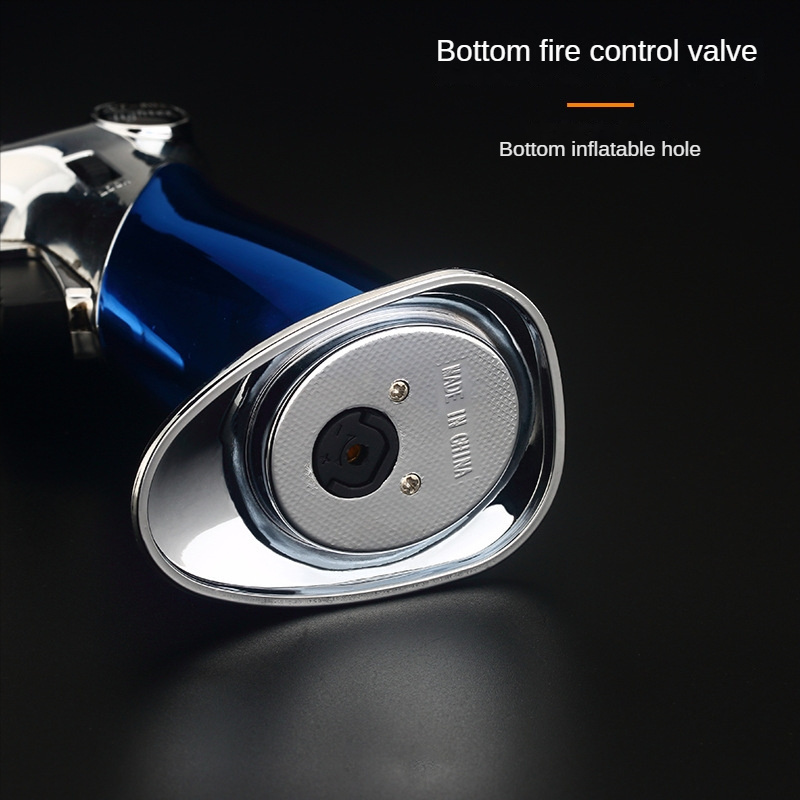 New spray gun lighter metal gram inflatable direct impact blue flame wind proof cigar lighter