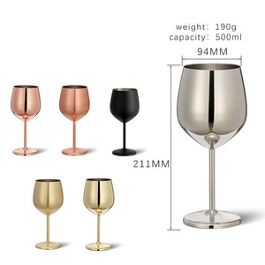 Drinkware Sliver Golden Luxury Unbreakable Wine Goblet 500ml Copper Plated Metal Stainless Steel Cups with custom logo