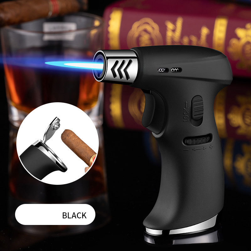 High Jet Flame Butane Cartridge BBQ Ignition Lighter Gas Flamethrower Adjustable Torch Lighter with cigar hole opener