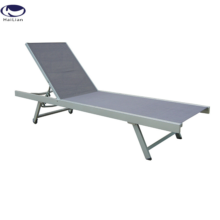 Garden folding aluminum outdoor lounge chair lightweight portable sun lounger with wheels