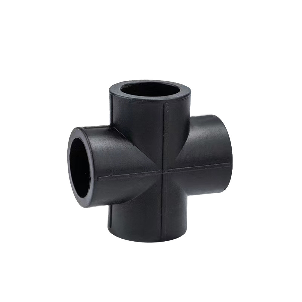 Factory high quality HDPE PE100 Pipe Fittings Reducing Cross four 4 way tee for water supply