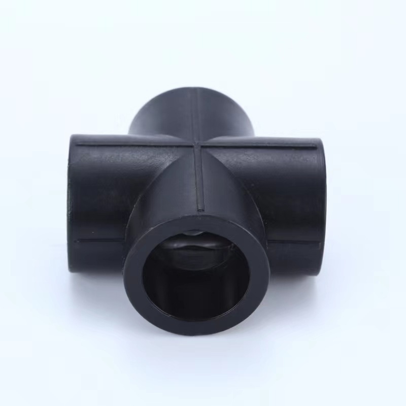 Factory high quality HDPE PE100 Pipe Fittings Reducing Cross four 4 way tee for water supply