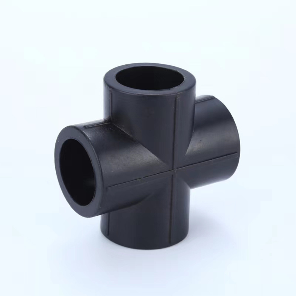 Factory high quality HDPE PE100 Pipe Fittings Reducing Cross four 4 way tee for water supply