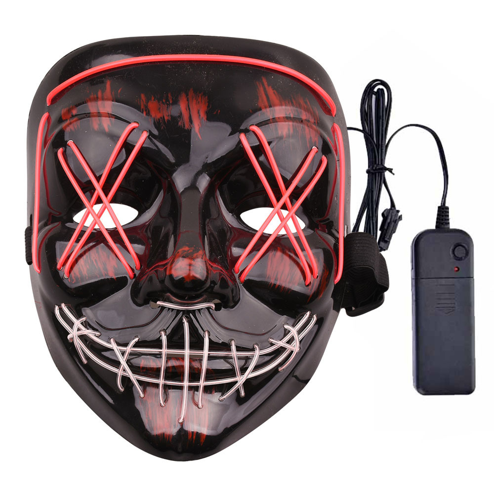 Custom Luminous Halloween Neon LED Costume EL DJ Party Light Up Mascara Glow Purge Party Mask