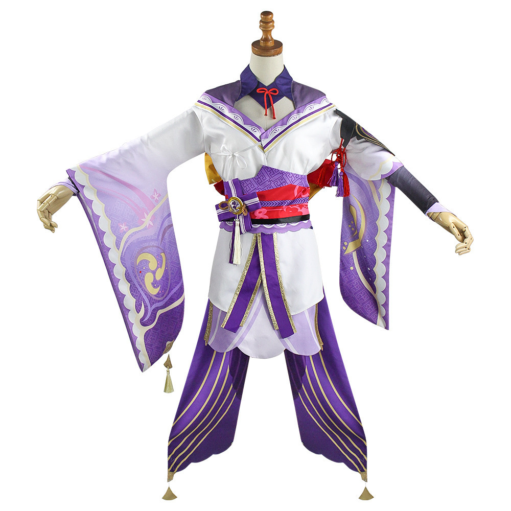 Game Genshin Impact Raiden Shogun Cosplay Costume Baal Wig Shoes Cosplay Costume Sexy Women Kimono Dress Uniform Party RolePlay