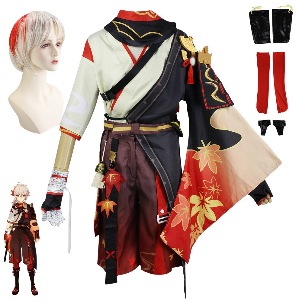 Game Genshin Impact Kaedehara Kazuha Cosplay Costume Halloween Carnival Samurai Full Set Women Dress Includes Wig Anime