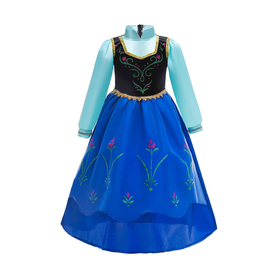 Summer Turtleneck Dresses for Girls Fairy Dress Up with Rose Cape Girls Anna Elsa Dress Fancy Princess Costume