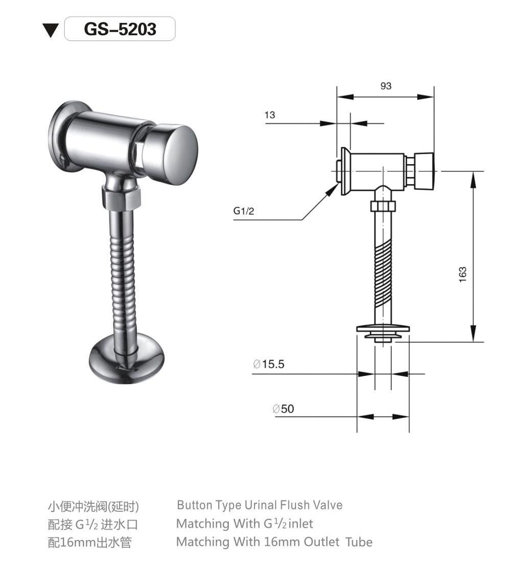 Made In China High Quality Push Button Urinal Flush Valve