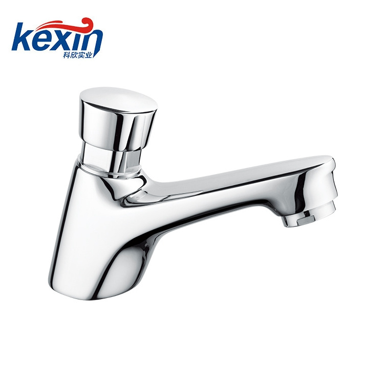 Public Hotel Project Durable Restroom Use Brass Water Saving Self Closing Bathroom Time Delay Tap Faucet