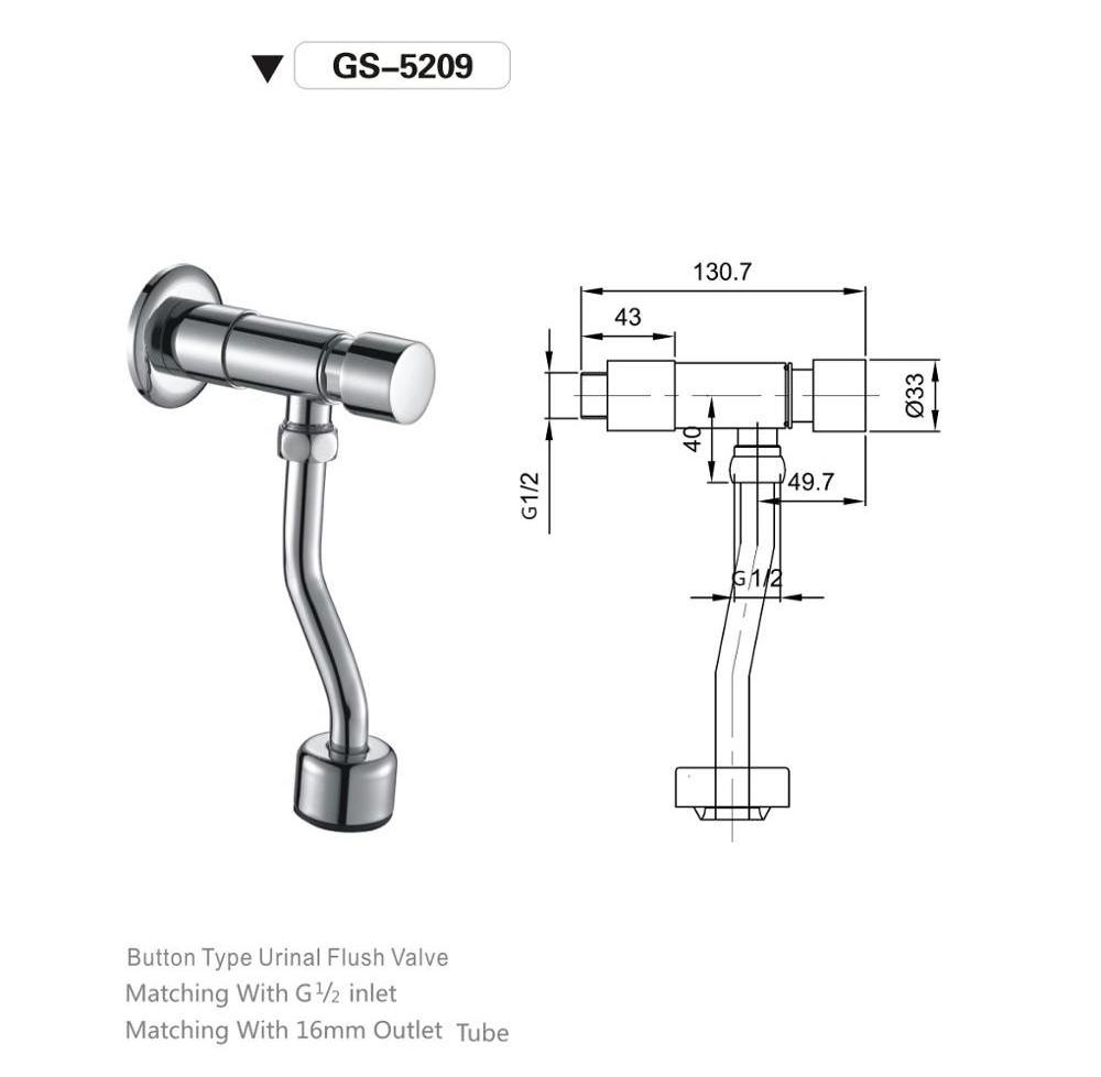 Wholesale Water Saving Brass Botton Type Urinal Flush Valve