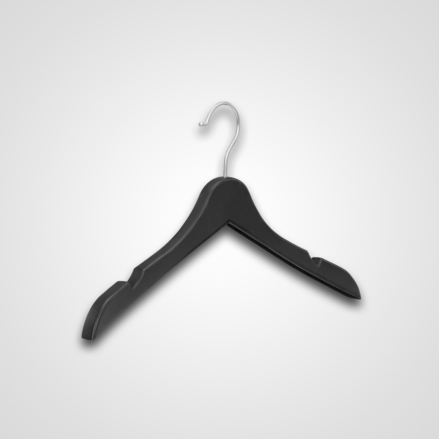 New Style Premium Metal Hook Coat Matt Black Hanger Plastic Notched Hangers HY-1056