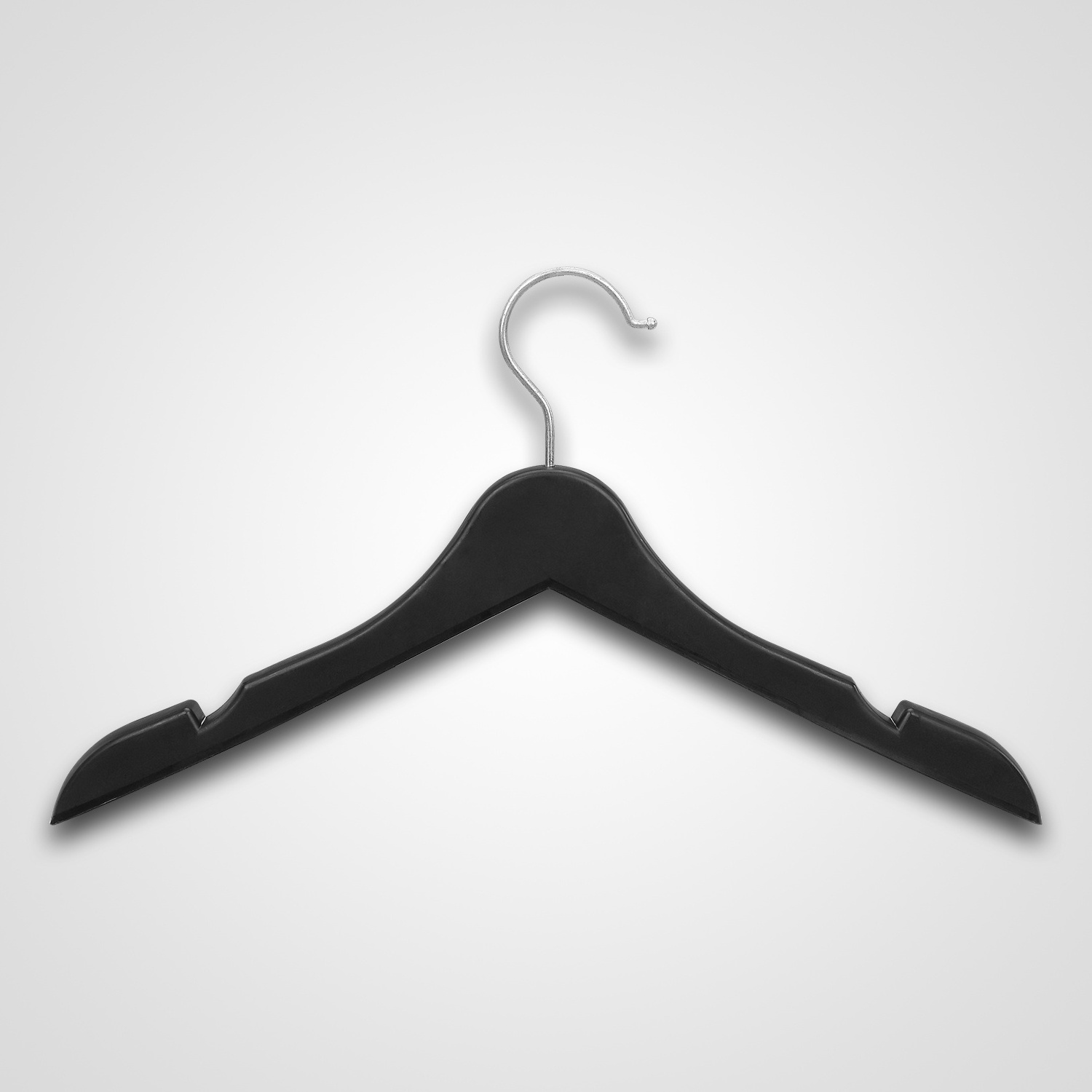 New Style Premium Metal Hook Coat Matt Black Hanger Plastic Notched Hangers HY-1056