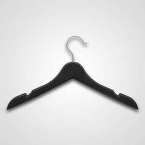 New Style Premium Metal Hook Coat Matt Black Hanger Plastic Notched Hangers HY-1056