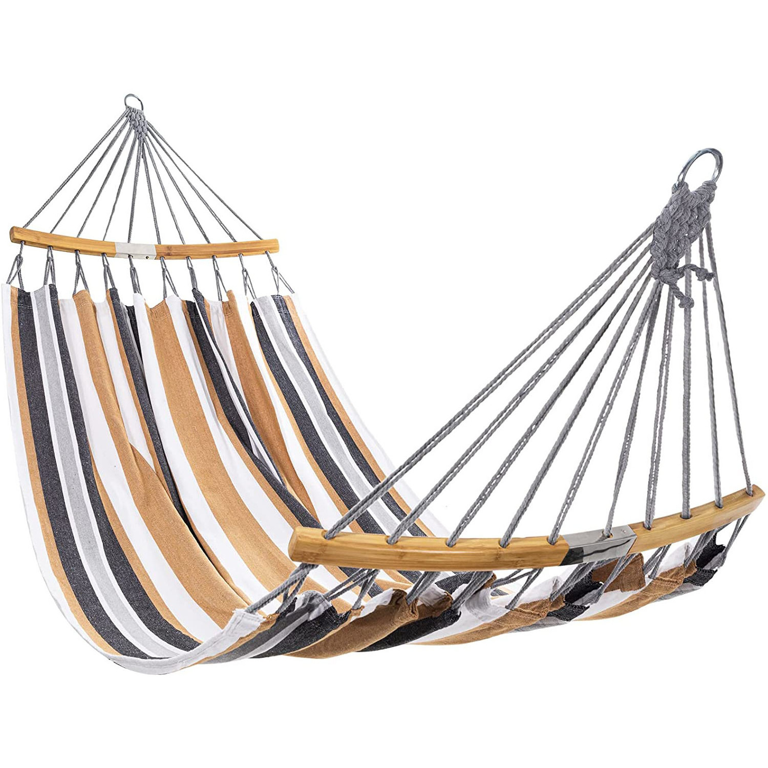 OEM Beach Resort Foldable Striped Cotton Hammock Canvas Portable Hanging Outdoor Bed Swing