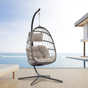 Factory Direct Wicker Waterproof Summer Porch Comfortable Swing Chair Rattan With Stand And Cushion Swing Chair Hanging Egg