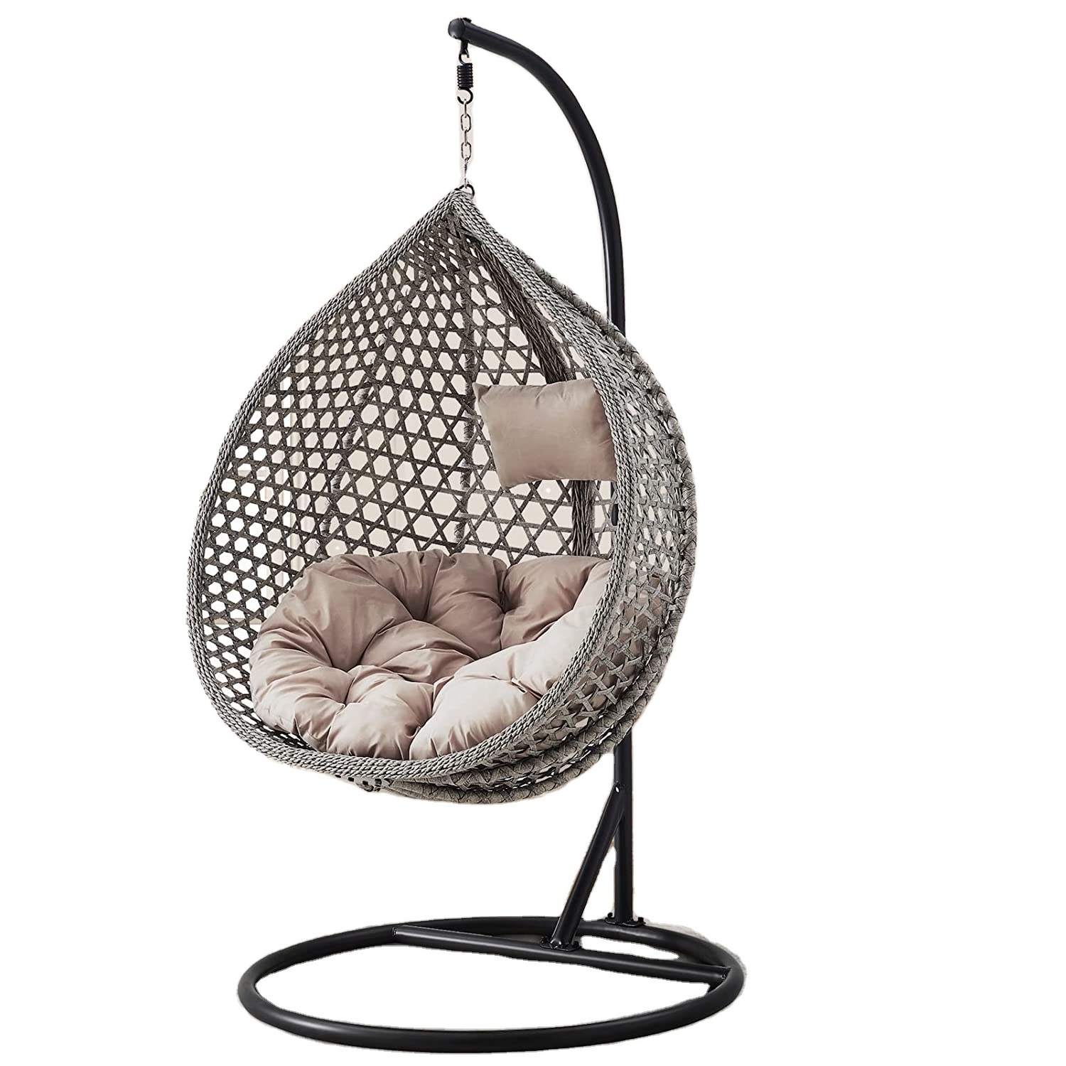 Hot Sale Summer Porch Hammock Swing Egg Chair With Frame And Cushion Rattan Outdoor Comfortable hanging wicker egg chair