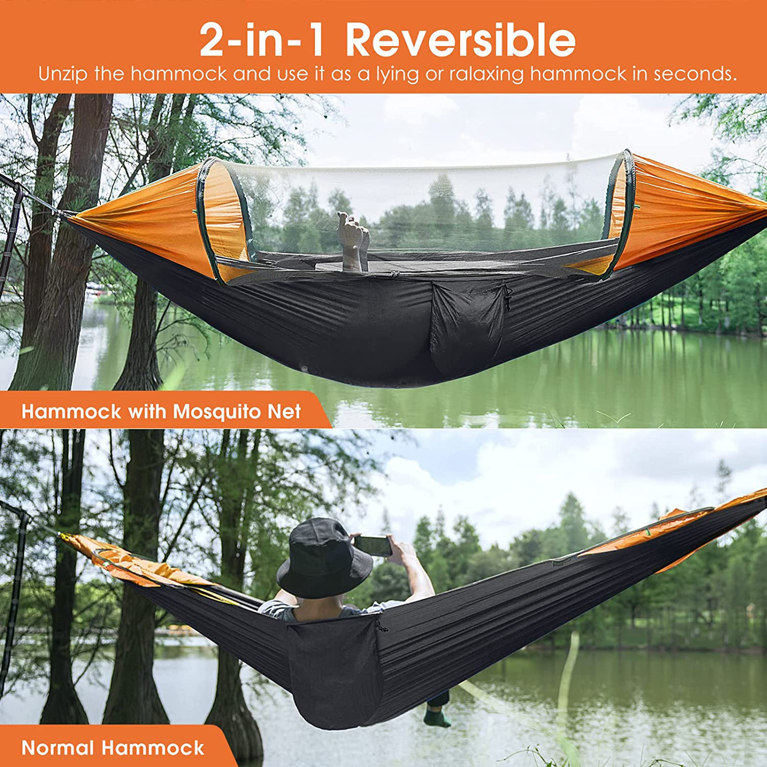 High Quality Summer Outdoor Portable Camping Double Person Sturdy Nylon Ripstop Swings With Mosquito Net Hammock Hammock