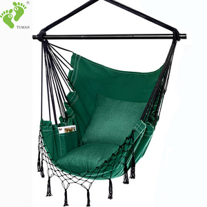 Longsen cotton patio max 330 lbs macrame hammock chair outdoor single person for adult