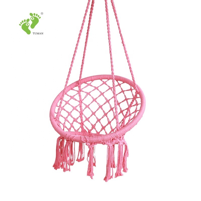 Longsen Garden Decoration Macrame Patio Swings Indoor Outdoor Patio Decor Hanging with Tassels Hanging Swing Chair