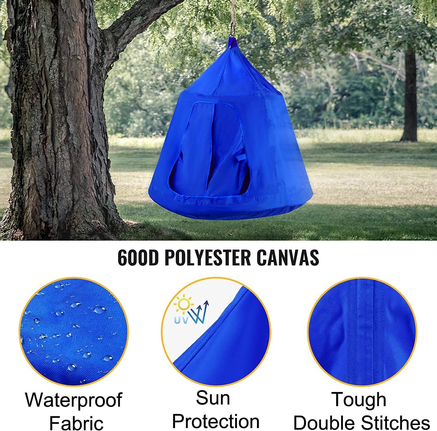 Longsen hanging waterproof blue polyester 900D sleeping tree pod planting tent