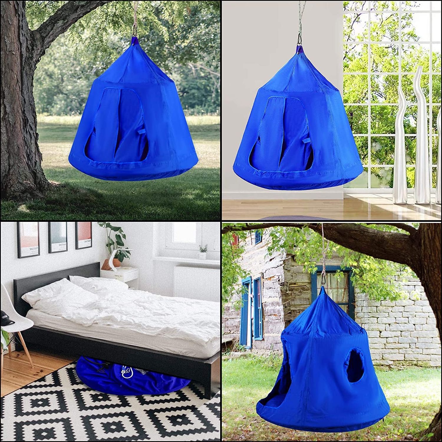 Longsen hanging waterproof blue polyester 900D sleeping tree pod planting tent