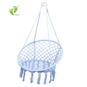 Longsen Comfort Hanging Hammock Rope Macrame Swing Chair Garden Outdoor Indoor Soft Seat For Adults Patio Swings