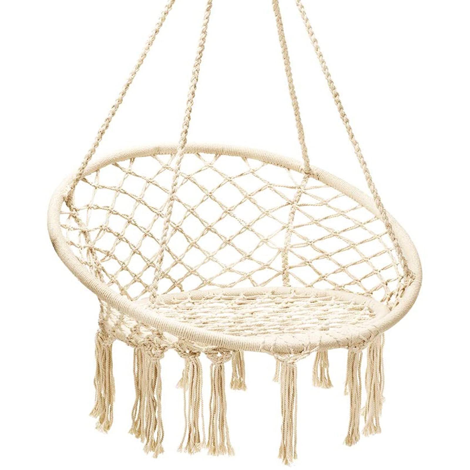 Longsen Comfort Hanging Hammock Rope Macrame Swing Chair Garden Outdoor Indoor Soft Seat For Adults Patio Swings