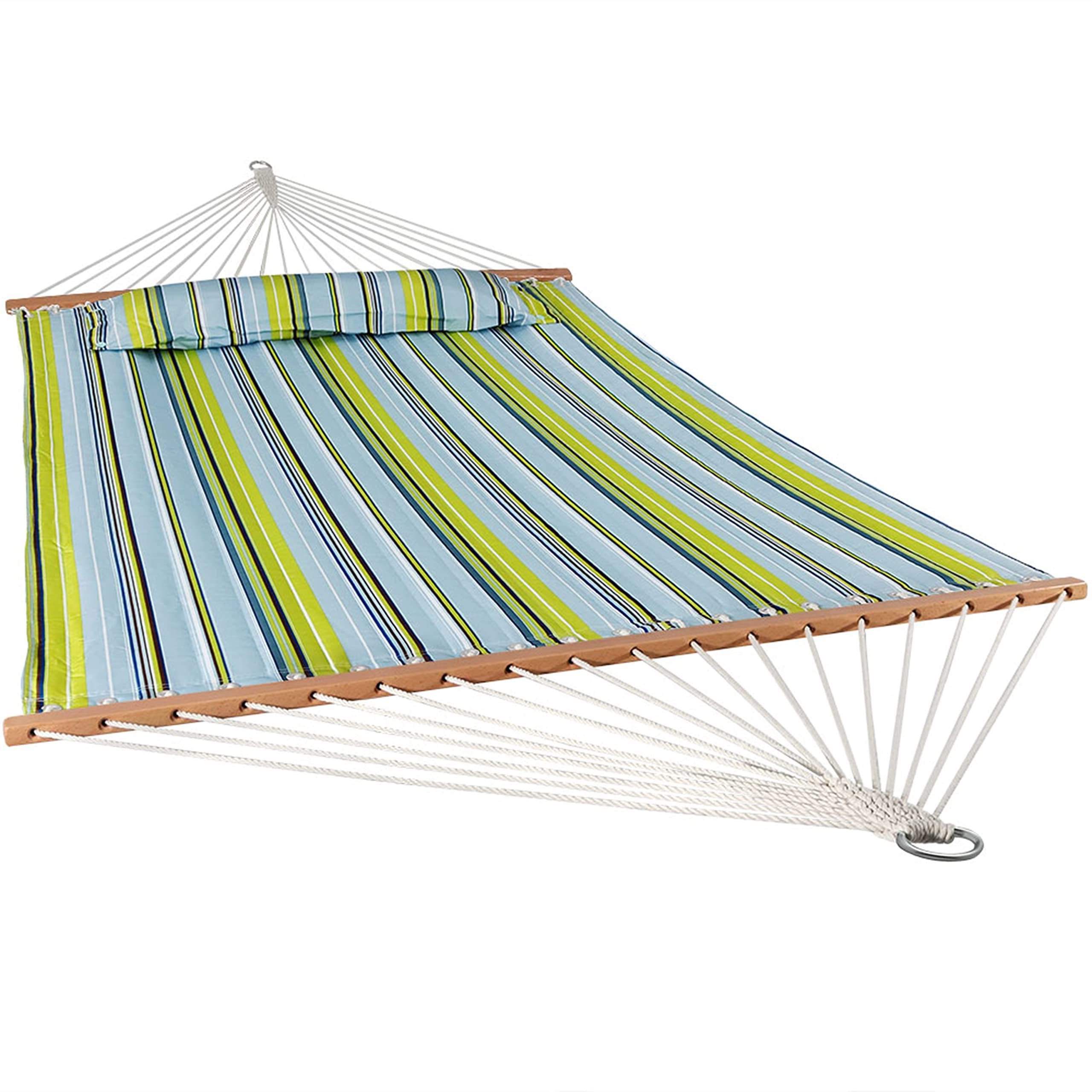 Longsen one or double person cotton canvas stripped portable hammock with stand and pillow