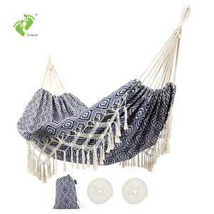 Longsen Designer Jacquard Ultralight Outdoor Backyard Patio Mexican Camping Foldable Portable Macrame Hammocks Adult Customize