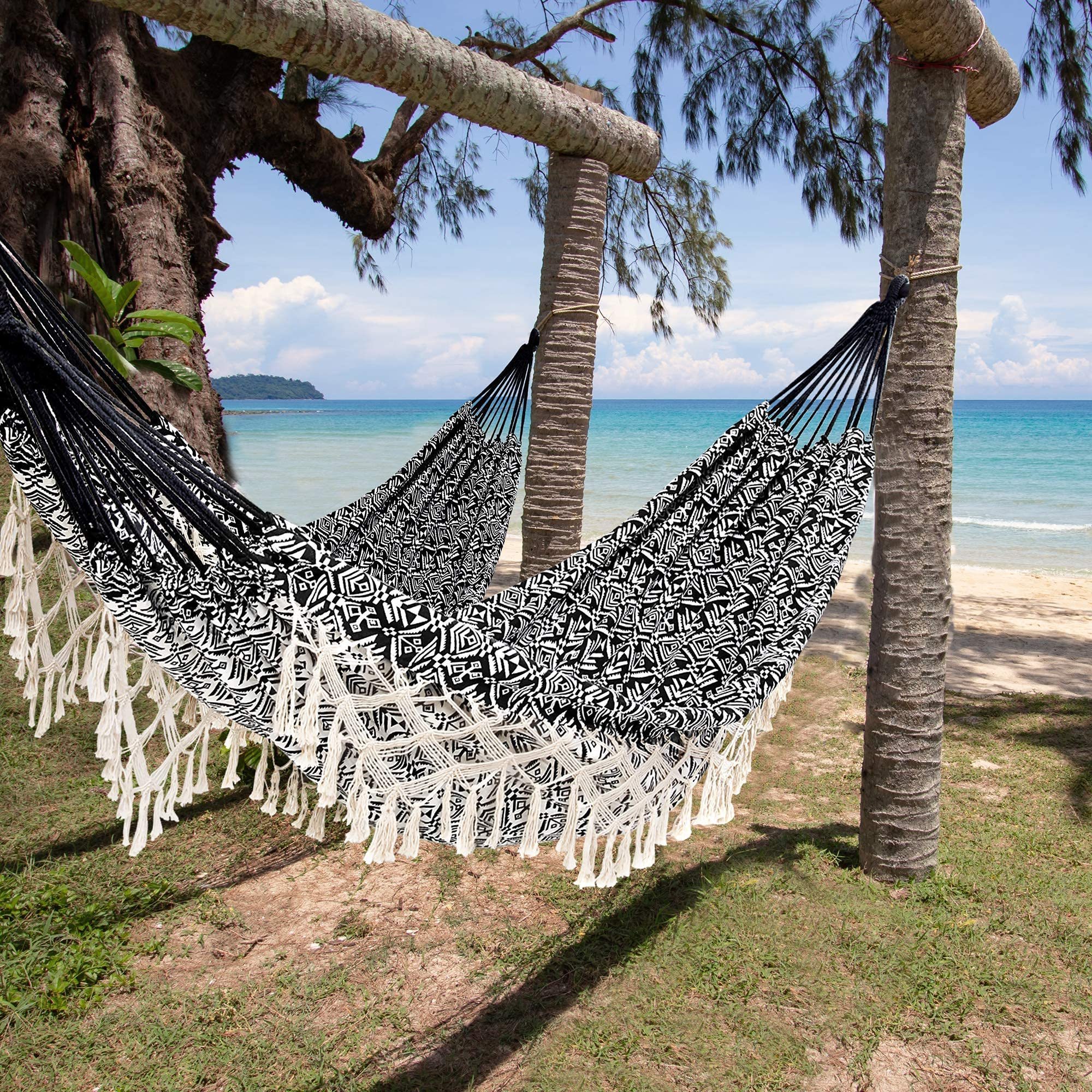 Longsen designer Campsite Hammock With Tassel Brazilian Macrame Caribbean Ultralight outdoor Mexican Camping Hot Sale Hammock