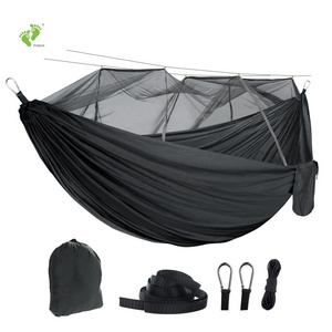 Longsen Hot Sale Hot sales Summer 2 Person Outdoor Durable Portable Nylon Tree Jungle Black Camping Accessories Hammock With Net