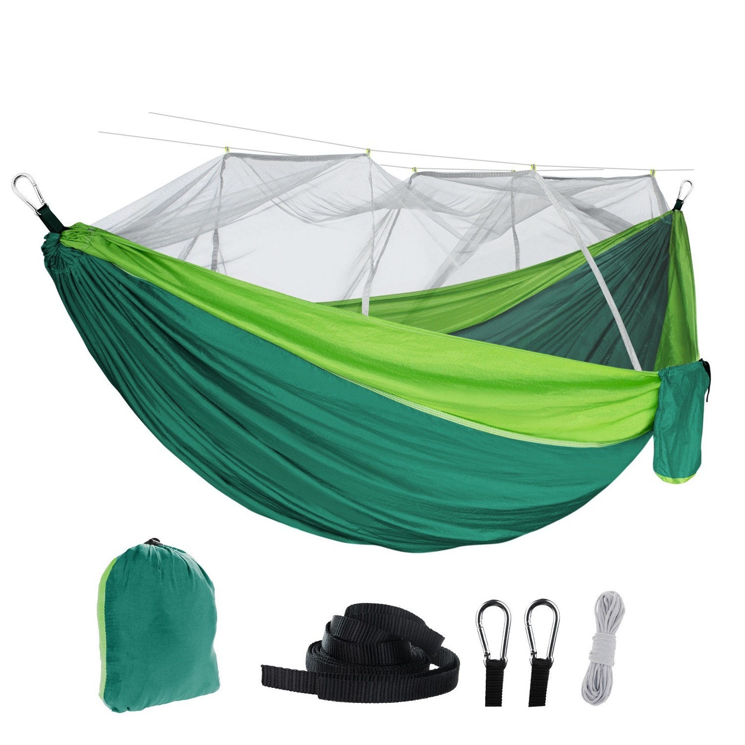 Longsen Hot Sale Hot sales Summer 2 Person Outdoor Durable Portable Nylon Tree Jungle Black Camping Accessories Hammock With Net