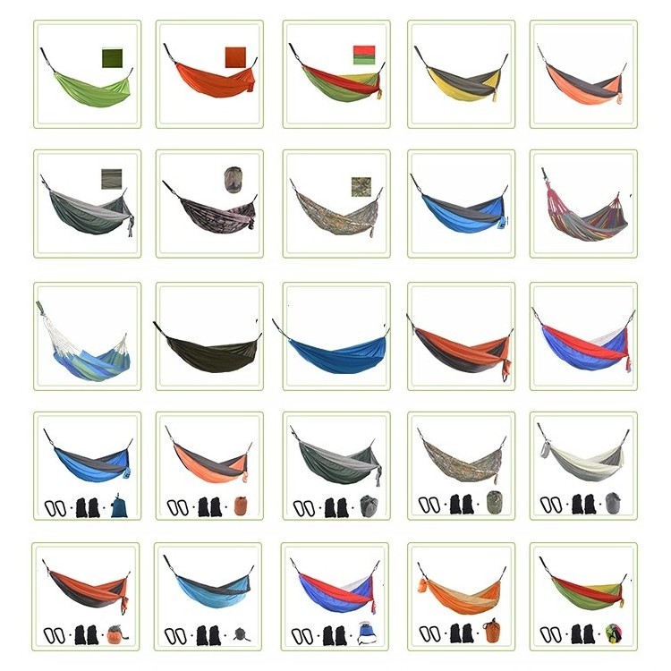 LONGSEN Factory Wholesale Camping Nylon Hammock Bed Custom Parachute Portable Double Hammock Swing