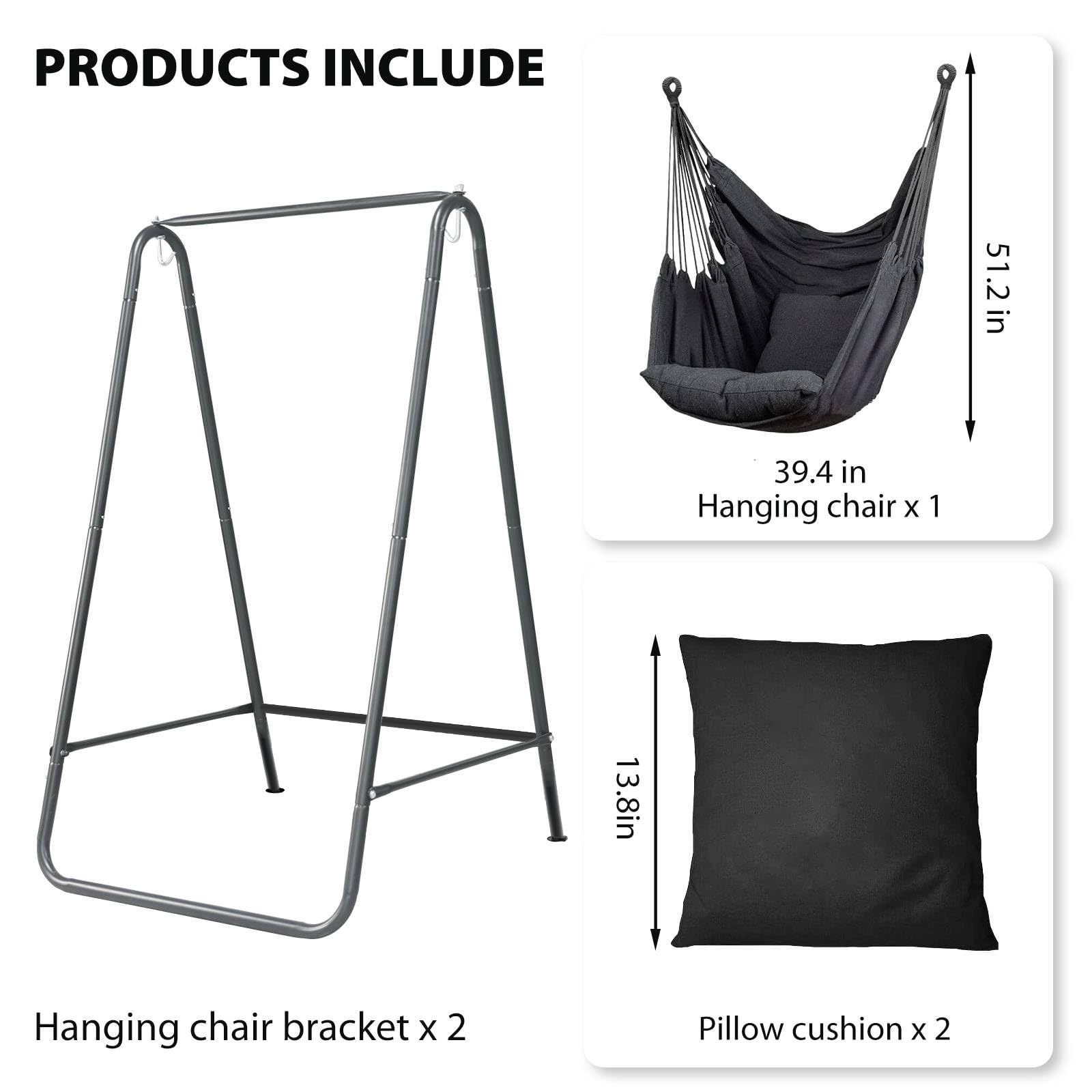 Garden Popular Canvas Hanging Hammock Adult Swing Chair With Stand And Wooden Bar Fold Hanging Chair