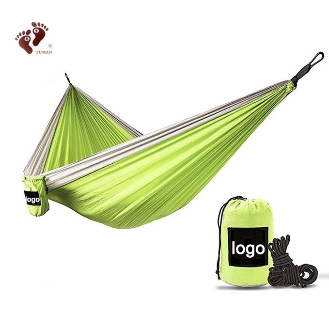 Hot selling Nylon outdoor supplies hammock double color matching parachute portable camping swing hammock for hiking