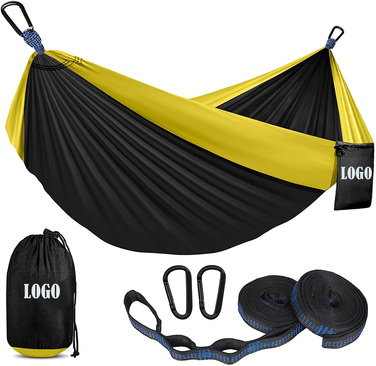 Manufacturer Camping Hammock custom logo hiking gear ultralight foldable parachute nylon outdoor portable double hammock swing