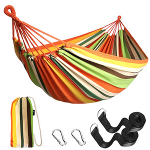 Camping gear Portable Outdoor living Hammock Colorful Stripes Cotton Fabric Canvas Hammock Hamac