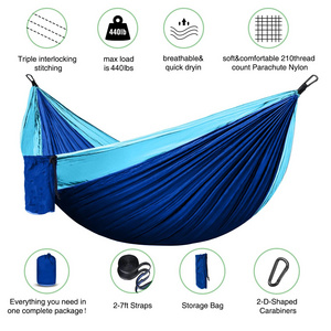 Relaxation products outdoor product factory wholesale custom hanging hammock with Parachute cloth 210T nylon material 2 person h