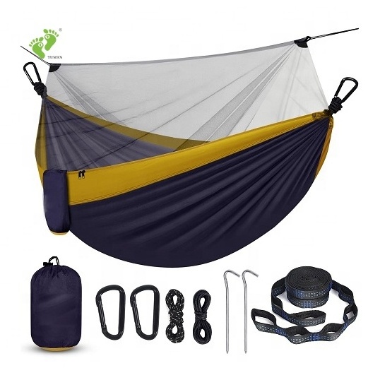 Outdoor relaxation furniture 210T Parachute Nylon Hammocks Easy Pop-Up Camping Hammock With A Mosquito Net