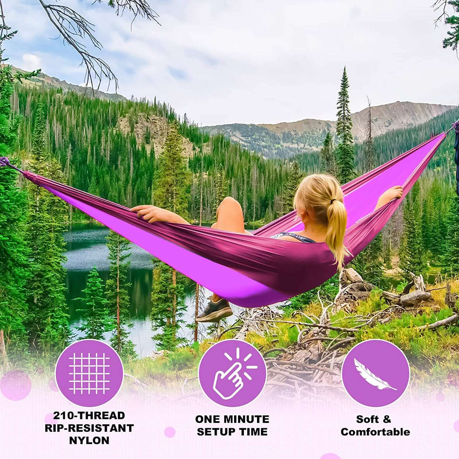 LONGSEN Hot selling  outdoor portable parachute nylon camping hammok/hamock/hamak/hammock with tree strap