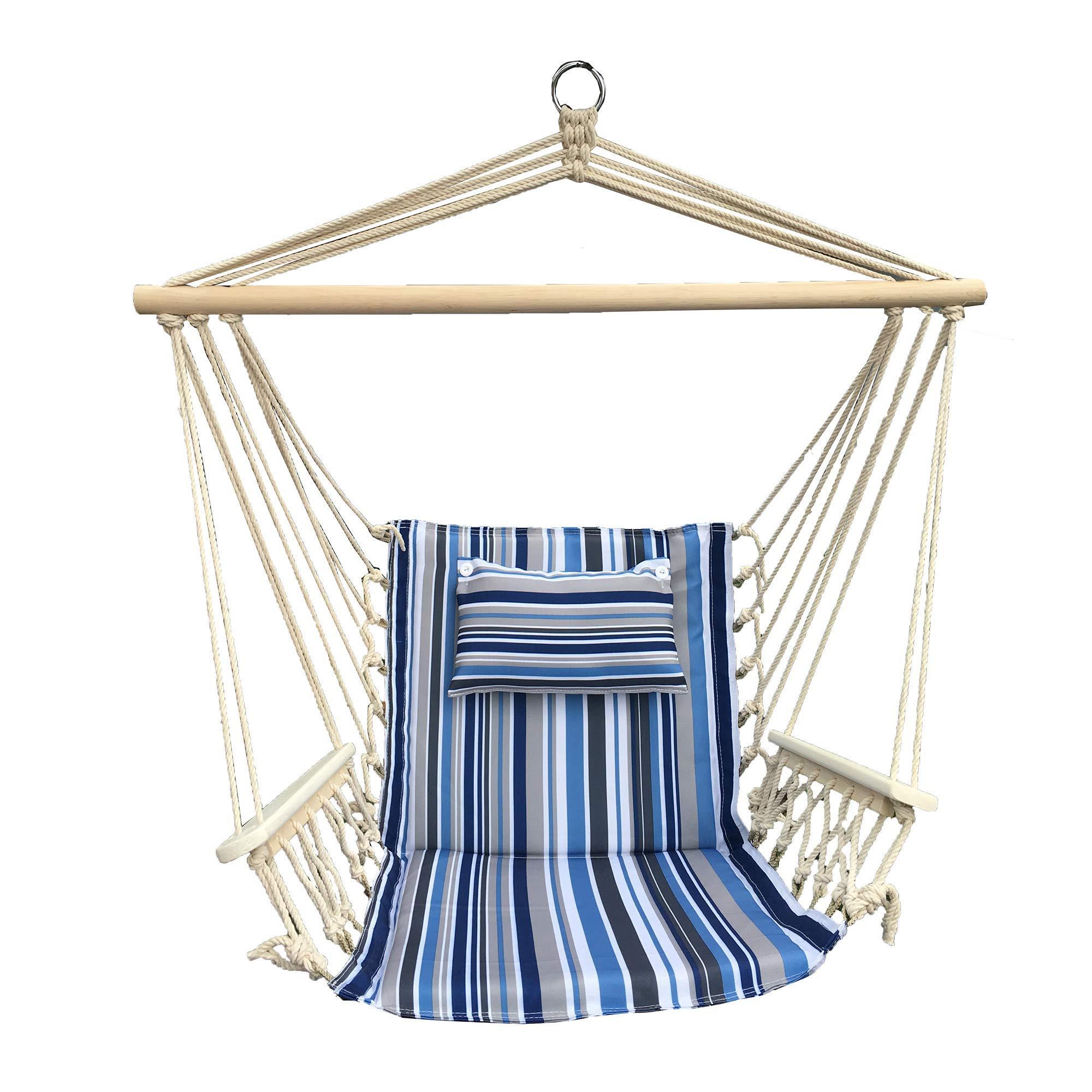 Factory customized outdoor courtyard single person cotton clip with wooden rod armrest hanging  swing chair