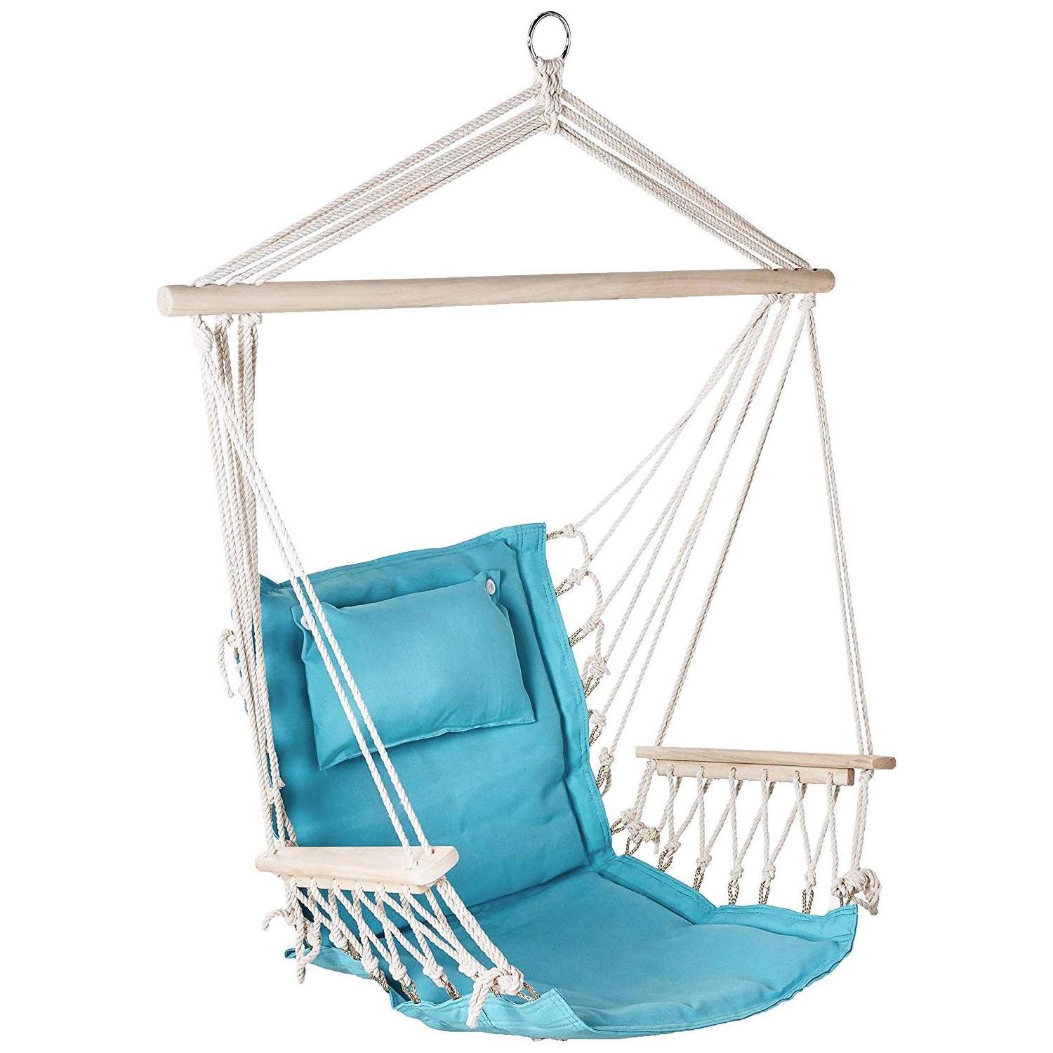 Factory customized outdoor courtyard single person cotton clip with wooden rod armrest hanging  swing chair