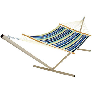 LONGSEN Portable Hammock with Stand Included Double Hammock with Curved Spreader Bar Outdoor Patio swing