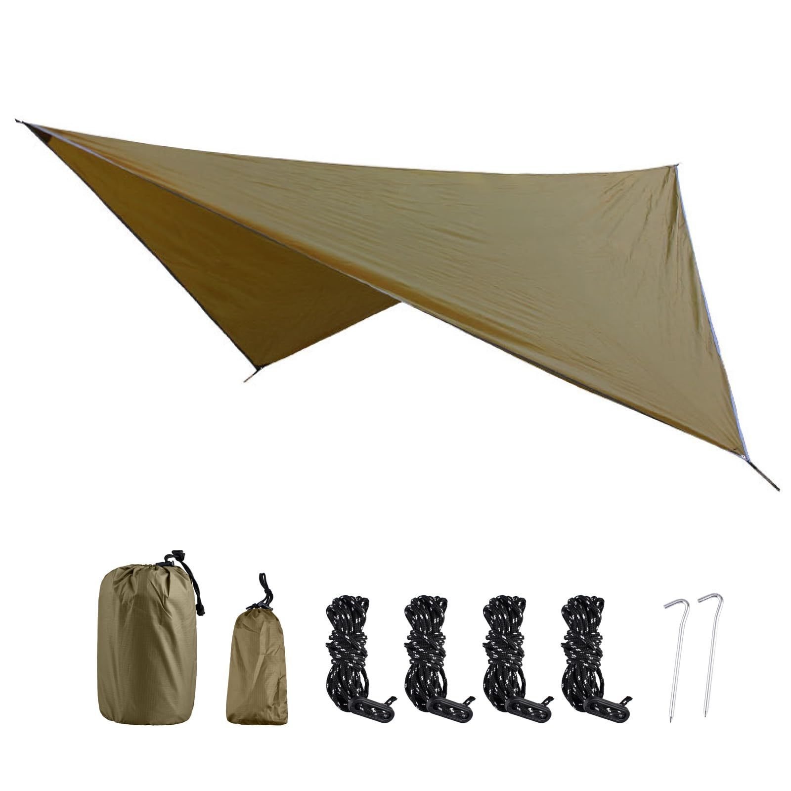 Hot Sale 210T ripstop PU treated UV resistant and waterproof 300*300cm polyester hammock rainfly rain shelter